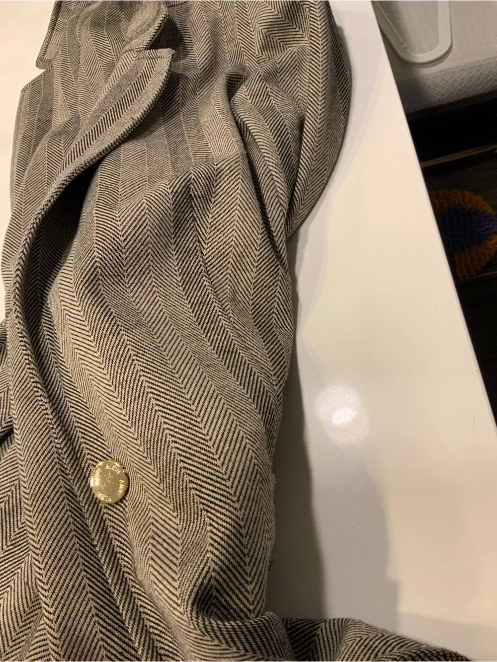 Anne Klein Taupe Striped Single-Button Blazer